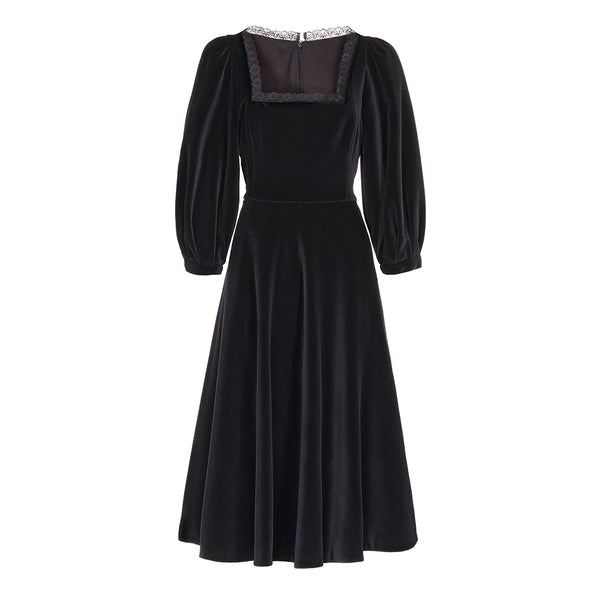 SOPHIE DRESS SOLID BLACK COTTON VELVET