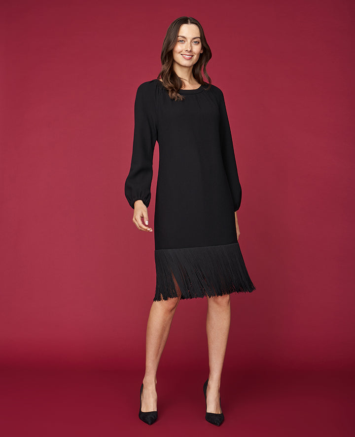 black gatsby dress GATSBY DRESS DOUBLE WOOL CREPE BLACK – Catherine Prevost London