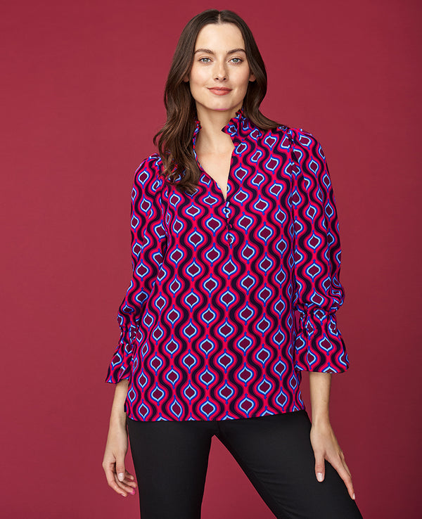 LUISA BLOUSE BUKHARA RED SILK STRETCH