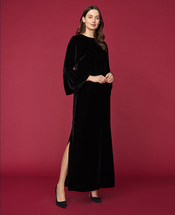 MICHELLE LONG DRESS BLACK SILK VELVET