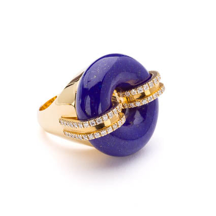 BILTMORE RING LAPIS, with diamonds and 18kt gold shank and setting