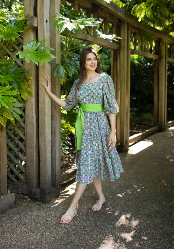 COLETTE DRESS POSITANO GREEN/PURPLE CDC