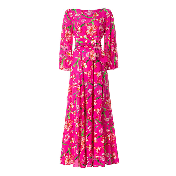 FLORA DRESS TULIP DANCE PINK CDC W/ SELF ANYA BELT